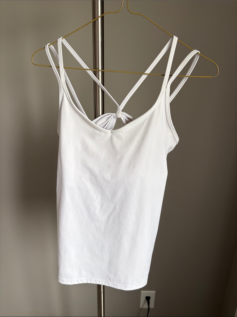 White Strappy Knot-Back Tank